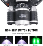 BORUIT RJ-3000 Rechargeabe LED Headlamp Super Bright with Green Light, 3 Modes Super Bright USB Head Lamp IPX4 Waterproof Headlight for Adults USB Outdoor Fishing Camping