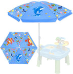 Sweetude Water Table Umbrella (Table Not Included), Kids Seaside Beach Umbrella Picnic Canopy for Summer Toddlers Sand Beach Camping Garden Outdoor Pool Shade Party Supply(Marine Animal Theme)
