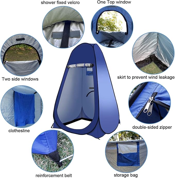 Pop Up Tent Upgrade Privacy Shower Tent Portable Outdoor Sun Shelter for Toilet Camping Biking Beach with Carry Bag | Upgrade, Privacy, Outdoor, Sun Shelter, for Toilet, Camping, Biking, Beach, with Carry Bag
