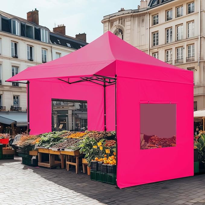 Quictent 10x10 Heavy Duty Pop up Canopy Tent with Sidewalls, Commercial Grade Instant Shelter with Wheeled Bag for Outdoor, Parties, Markets, 600D PU Coated UPF 50+ Sun Shield