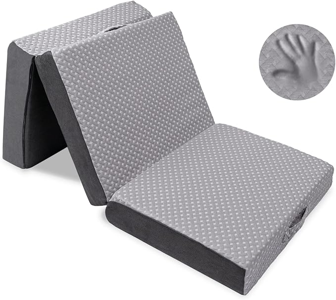 Milliard Trifold Mattress, Cot Size, 6 inch, Portable Foldable Mattress with Memory Foam & Washable Cover, Tri-Folding Floor Bed, Camping, Fold Up Guest Bed, RV Travel, Sleepovers, 75" x 31"