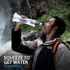 Collapsible Water Bottle with Filter - 1L Squeeze Water Filtered Bottle Camping Survival Hiking Backpacking, Portable Water Filter with NSF/FDA Certification, White