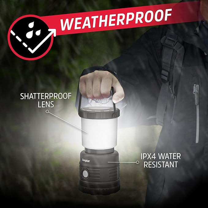 ENERGIZER LED Lantern X1500 (2-Pack), IPX4 Water Resistant Tent Lights, Super Bright Battery Powered Lanterns for Camping, Outdoors, Emergency