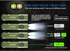 JETBeam E26 3000 Lumens Rechargeable flashlights high lumens,Combines White LED,Green Beam,5 Modes+Flash Light Super Bright Flashlight,Power by Rechargeable Built-in Battery,for camping,Emergency,Work