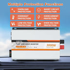 3000 Watt Pure Sine Wave Inverter 24V DC to 120V AC Converter for Truck Boat Camping Outdoor Solar System, 3000W Power Inverter with LCD Display, Remote Controller, USB Port, 4 AC Outlets