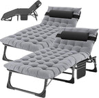 Slsy Folding Lounge Chairs Outdoor, Adjustable Sleeping Cot Chair, Portable Folding Bed Cot Chaise Lounge Chairs for Outside Beach Lawn Camping Pool Sun Tanning