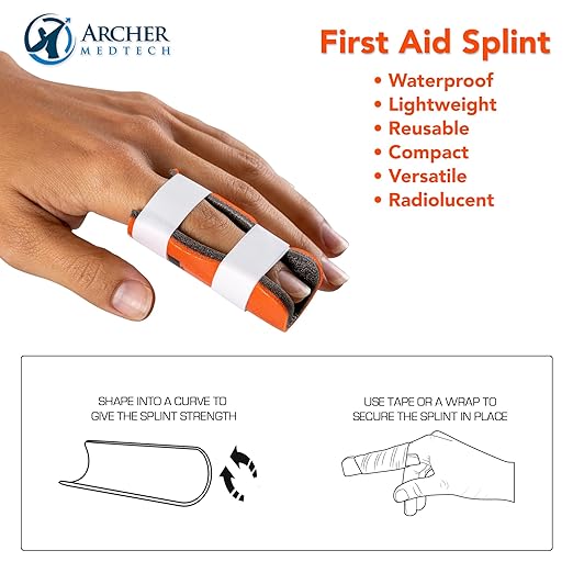 Finger Splint Pack of 4 – 2" x 4.5" Moldable Aluminum Finger Brace for Trigger Finger, Mallet Finger & Injury Immobilization – Lightweight, Reusable First Aid Splint Support