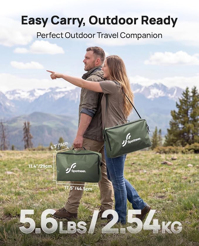 Sportneer Camping Cot, 31.5'' Extra Wide Army Green Compact Folding Cot with Side Pocket & Carry Bag, Lightweight Portable Outdoor Bed for Adults, Camping, Home, Travel