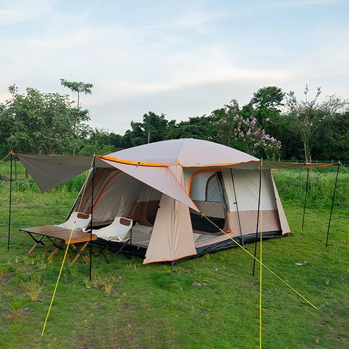 Camping Tent Family Cabin Tents, Large Capacity 2 Room Cabin Tent for Family Outdoor Use, Backpacking, Hiking, Picnics (M)