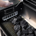 Nexgrill Premium 29" Charcoal Grill with Side Shelf, 552 SQ In Cooking Space, Adjustable Charcoal Tray, Chimney Air Vent, Warming Rack, Barrel Smoker Grill for Camping, Picnics, and More - 810-0029C