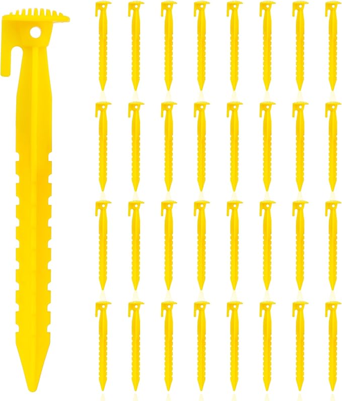 36 Pack Plastic Tent Stakes Heavy Duty, 9 inch Plastic Yard Stakes for Outdoor Inflatables Beach Tent Stakes,Tent Pegs for Sand, Camping, Gardening