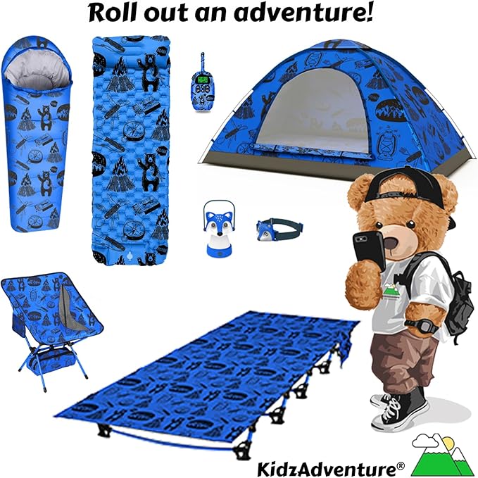 Kids Camping Essentials – LED Kids Lantern and Rechargeable Kids Headlamp Set | Multiple Purposes Kids Nightlight/Flashlight Toys –Holiday, Halloween N Birthday Gifts for Toddlers and Kids (Blue)