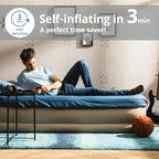 Simpli Comfy 18” Twin Inflatable Air Mattress with Built-in Dual Pump, Elevated, Adjustable Firmness, Self-Inflating Blow-Up Mattress with Storage Bag for Home, Guest, Travel, Camping, Relocation