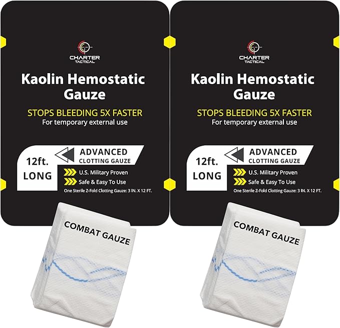 First Aid Advanced Quick Clot Combat Gauze - Flexible Hemostatic Gauze - to Stop The Bleed kit Faster Wound Packing withQuick Clotting Medical Gauze - Survival Kit Supplies - 3" x 12.5' (CT-GAUZE2)