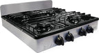 Koblenz PSK-400S 4 Portable Porcelain Cover and Four 16,000 BTU Burners, Stainless Steel Stove for Propane Gas, Silver