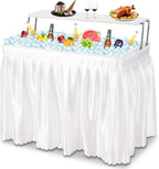 Dragosum Outdoor Cooler Table with Drain and Shelf, Folding Ice Cooler Table with Matching Skirt, Portable Table Coolers 4 Foot for Party BBQ Camping Wedding
