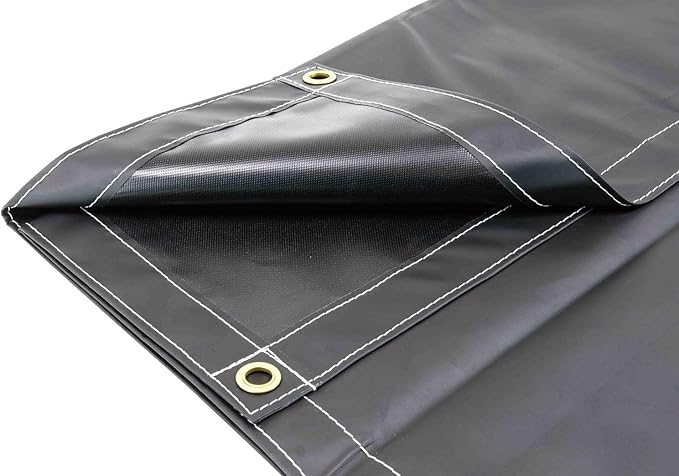 Mytee Products 6' x 8' Heavy Duty Black 18oz Vinyl Utility Tarp Waterproof, Multipurpose, Cars, Boats, Campers, Pool Cover, Tent