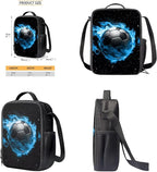 Rnyleeg Soccer Backpack for Kids 3-6 Cool Boys Bookbag Set with Lunch Box Large Capacity School Bag Set 3 Pcs for Primary School Casual Backpack with Accessories
