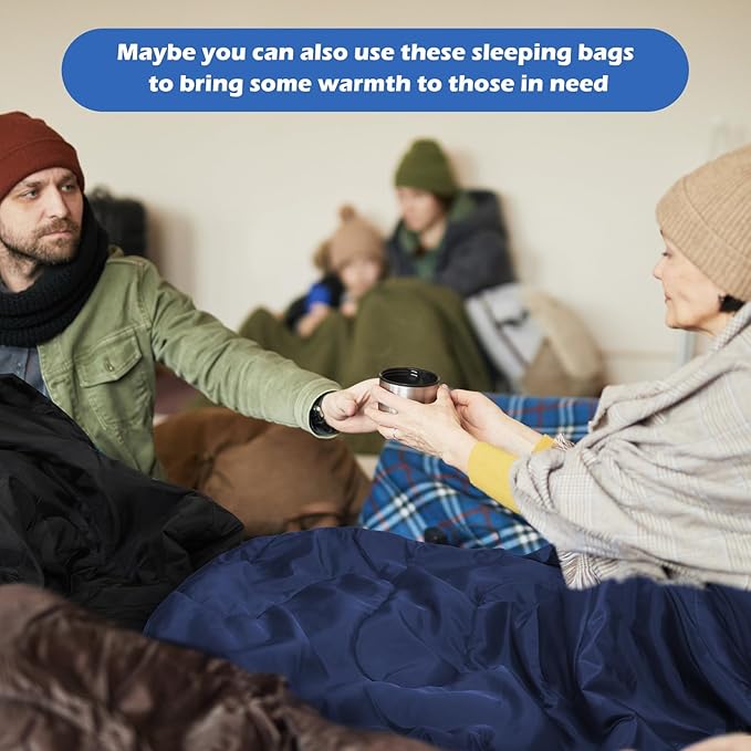 Macarrie 12 Pack Camping Sleeping Bags for Adults Homeless Bulk Cold Weather Kids Sleeping Bag Lightweight Waterproof Compression Sack for Backpacking Traveling Hiking Outdoor Shelter