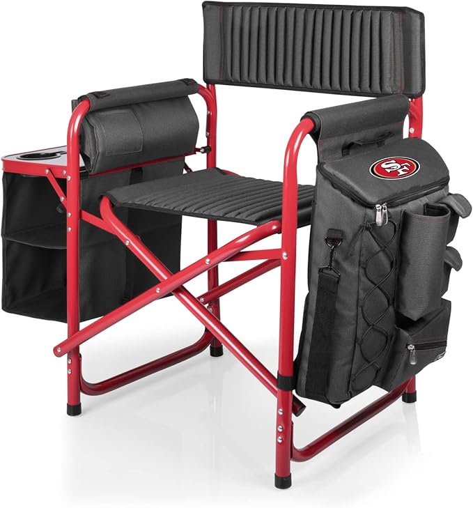 Picnic TIME NFL Unisex-Adult NFL Fusion Camping Chair with Side Table and Soft Cooler, Beach Chair for Adults, Lawn Chair