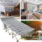 Folding Camping Cot for Adults - Heavy Duty Sleeping Cots with Carry Bag, Double Layer Oxford Portable Travel Camp Cots for Outdoor Camp Beach Home Office (Gold Frame with Gray Pad, 1PACK)