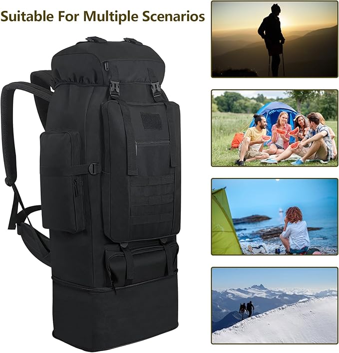 80L 100 liters Hiking Backpack Camping Rucksack, Men Outdoor Travel Climbing Knapsack Mountaineering Trekking Backpack