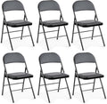 DUMOS 6 Pack Leather Padded Folding Chair, Indoor Outdoor Portable Stackable Commercial Seat with Steel Frame, Capacity for Home, Office, Party, Comfy, Black