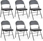DUMOS 6 Pack Leather Padded Folding Chair, Indoor Outdoor Portable Stackable Commercial Seat with Steel Frame, Capacity for Home, Office, Party, Comfy, Black