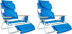Ostrich Deluxe Padded 3-N-1 Outdoor Lounge Reclining Beach Chair, Blue (2 Pack)