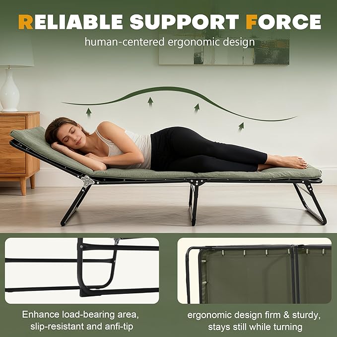 XMT Camping Cot with Mattress, 550LBS(Max Load), Portable Folding Outdoor Bed for Adults Kids, Double Layer 1200D, Heavy Duty Cot for Traveling Gear Supplier, Office Nap, Home Lounging