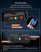 20Modes Headlamp Rechargeable with Zoom&Red Side Light,4000LM Headlight with Motion Sensor 3Color Lights, IP65 Waterproof 90° Adjustable Hiking Fishing Camping Emergency Hard Hat Headlamp