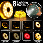 HELESIN Camping Light USB Rechargeable Waterproof Portable Stowable String Light, 4 in 1 Camping String Lights Outdoor with 8 Modes Tent Lights for Camping, Hiking, Yard, RV (Warm Light)
