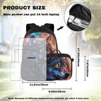 Galaxy Backpack for Men Wolf Bookbag with Lunch Bag Insulated Lightweight Polyester School Bag for Outdoor Camping Travel Casual Book Bag Daypack