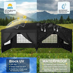COBIZI 10x20 Pop Up Canopy Tent Commercial Instant Shelter with 6 Sidewalls, Durable Waterproof Portable Gazebo UPF 50+ for Outdoor Party, Wedding, Vendor Events (Black)
