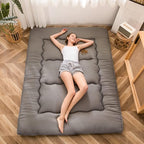 MAXYOYO Japanese Shiki Futon Mattress Floor Mattress Thicken Tatami Mat Sleeping Pad Roll Up Mattress Floor Lounger Bed Folding Couch Bed Mattress Pad for Guest Room, Charcoal Grey, King