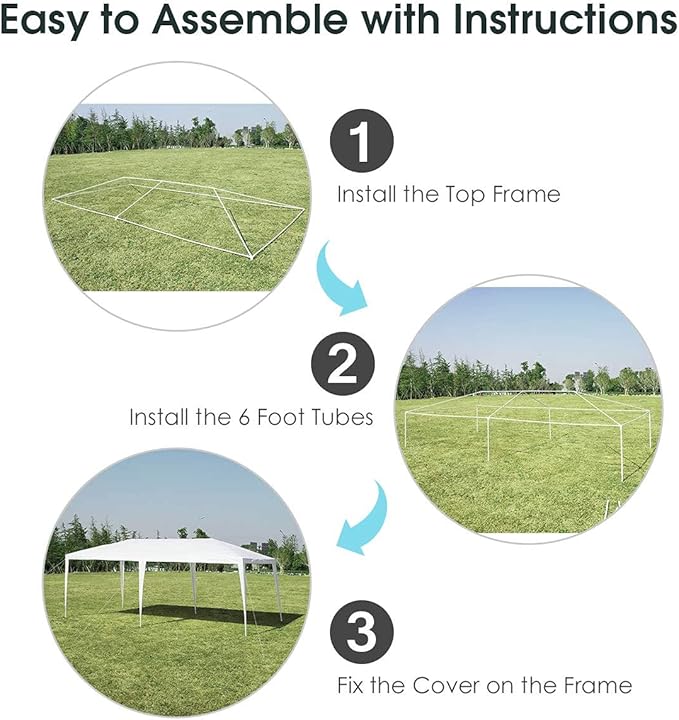 Tangkula 10 x 20 Feet Canopy Tent, Waterproof Wedding Canopy with Wind Rope, Outdoor Shelter Pavilion for Parties, Commercial Activity, Camping, Heavy Duty White Party Tent for Family Friends