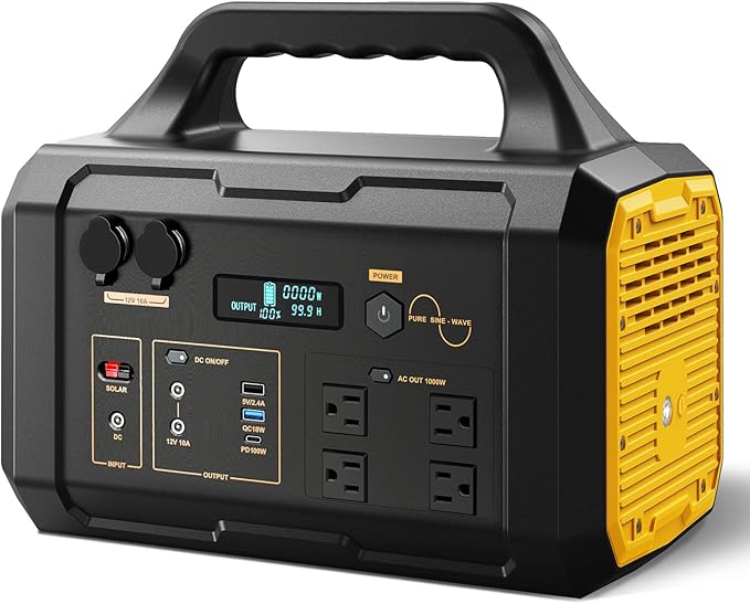 Portable Power Station 1024Wh, Solar Generator LiFePO4 (LFP) Battery with 120V AC Outlet, Fast Charging, Electric Generator for RV Camping Outdoor Hiking Home Emergency Backup (Solar Panel Optional)