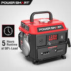 PowerSmart 1200W Portable Gasoline Generator, 71cc 2-Stroke Gas Powered Engine with 900W Rated Power, 50:1 Fuel Mix, 5-Hour Runtime at 50% Load, EPA Compliant for Camping, Tailgating