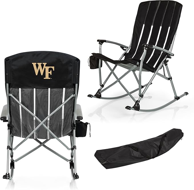 Picnic TIME NCAA Unisex-Adult NCAA Outdoor Rocking Camp Chair, XL Heavy Duty Camping Chair for Adults
