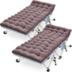 Oversize Camping Cots Extra Width Camping Bed with Comfortable Mat 2 Pack XXL Sleeping Cots for Adults Cots with Carry Bag for Adults Portable Folding Cot Nap Office Vacation Indoor Easy to Set Up