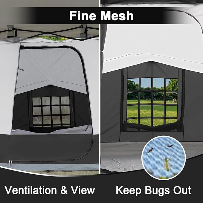 KAMPKEEPER Canopy Side Tent, Camping Canopy Tent for 10x10 Pop Up Canopies, Cube Tents, Gazebo Room Compatible with 10' Wide Canopies(Canopy Not Included)