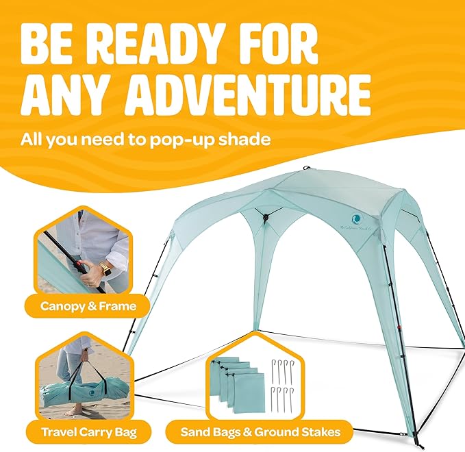 Pop ’N Go® Beach Canopy – Windproof, Beach Tent with Quick Setup, UV Shade, Lightweight & Portable Design – Perfect for Beach Days, Outdoor Play, Camping & Family Adventures (Blue)