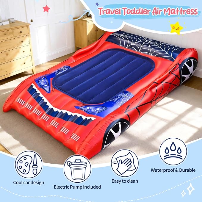 joyson Inflatable Toddler Travel Bed, Extra Large Kids Air Mattress with Electric Pump, Portable Toddler Blow up Mattress for Home, Sleepovers, Camping, Travel