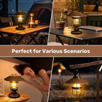 Metal LED Retro Camping Lantern, 2-in-1 Hanging/Standing, Dimmable, 3500mAh Rechargeable, Water Resistant, Brown