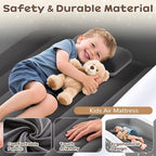 Inflatable Toddler Air Mattress with Built-in Pump - 67 Inches Safety Four Side Inflatable Toddler Travel Bed - Portable Toddler Bed for Outdoor Camping - Easy to Inflate, Deflate and Clean, Grey