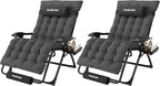 Amopatio Oversized Zero Gravity Chair, 33in Reclining Camping Lounge Chair Upgraded Lock and Footrest, Cup Holder, Removable Cushion & Headrest Folding Patio Recliner for Indoor Outdoor