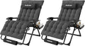 Amopatio Oversized Zero Gravity Chair, 33in Reclining Camping Lounge Chair Upgraded Lock and Footrest, Folding Patio Recliner with Cup Holder, Removable Cushion & Headrest