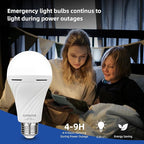 Rechargeable Emergency Light Bulbs, 6 Pack Battery Powered LED Light Bulb with 9W Daylight E27 6500K 1800mAh, Equivalent Self-Charging LED Light Bulbs for Home Power Outage Camping Hurricane Hiking