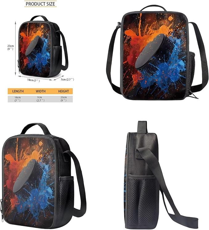 Rnyleeg Hockey Backpack for Boys with Lunch Box Large Capacity School Backpack for Teens 3 Pcs Bookbag Set for Primary School Casual Rucksack for Camping