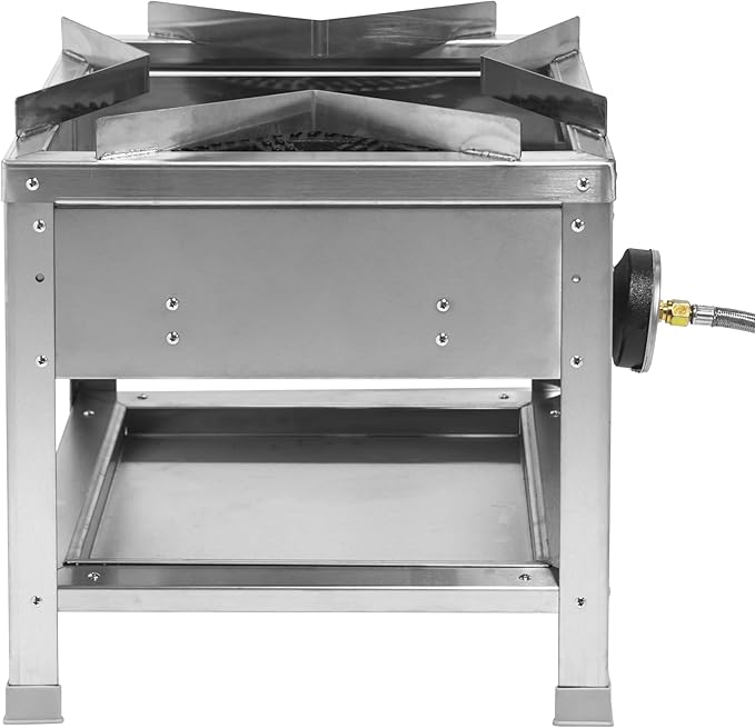 Stainless Steel Single Propane Burner – Outdoor Gas Cooker with 20 PSI Regulator, 200,000 BTU High-Power Portable Propane Stove for Outdoor Cooking, Turkey Frying, Seafood Boiling & More
